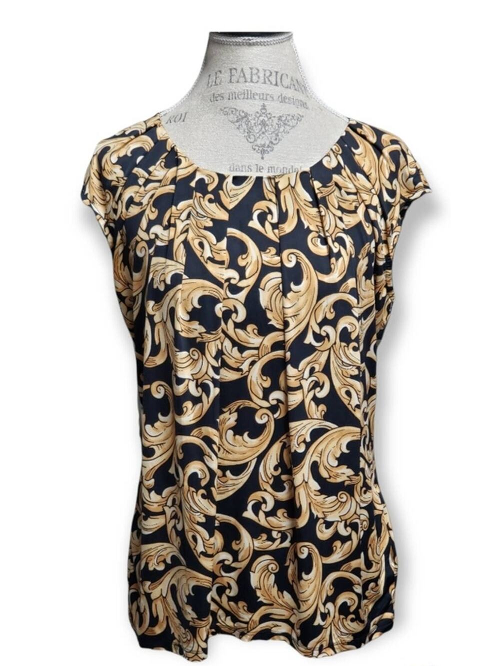Worthington Black & Gold Blouse Women's Size Large